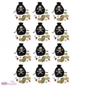 12 x Kids Pirate Coin & Jewel Pouch Set