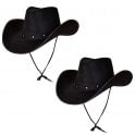 Adult 2 x Texan Cowboy BLACK Hats