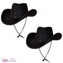 Adult 2 x Texan Cowboy BLACK Hats