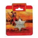 Adult Texan Cowboy Brown Hat + Red Bandana + Silver Sheriff Badge + Black Tash