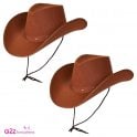 2 Texan Cowboy Brown Hats
