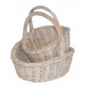 Kids & Toddler Set of 2 White Wash Buff Shopping Baskets (1 Small + 1 Mini) 