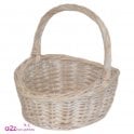 Child Mini White Wash Buff Shopping Basket - Size 14 x 12 x 5cm 