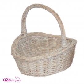 Child Small White Wash Buff Shopping Basket - Size: 17.5 x 15 x 5.5cm